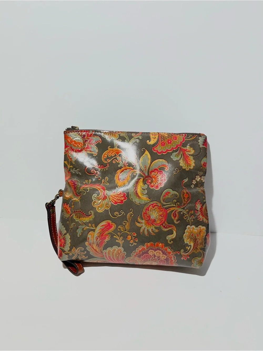 😍 Patricia Nash Olive Green Floral Paisley Wristlet Fold Over Clutch